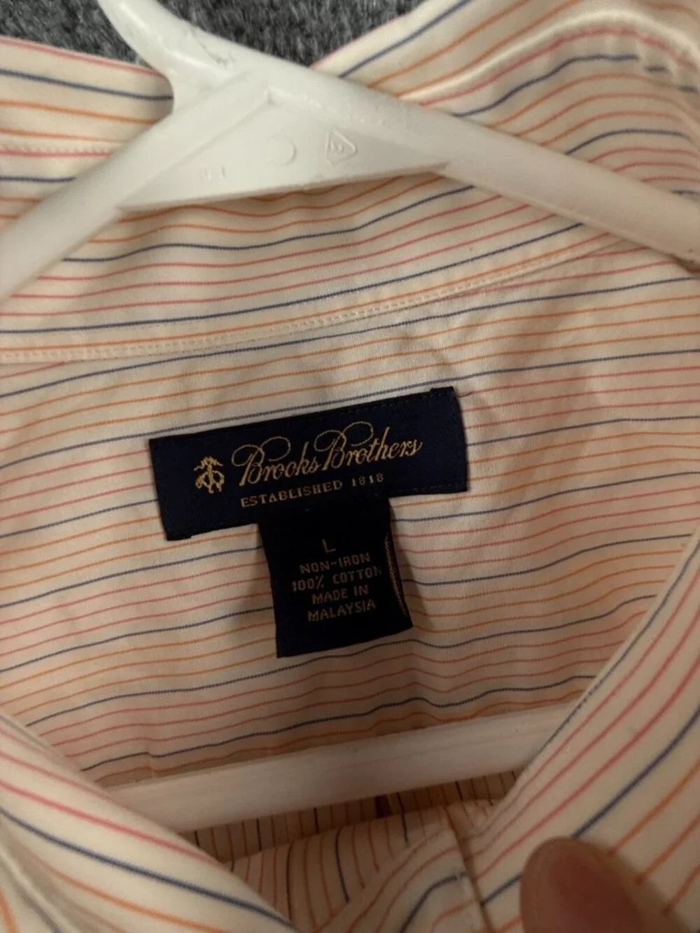 Brooks Brothers Non Iron Long Sleeve Button Up Shirt Striped Pink Orange Large